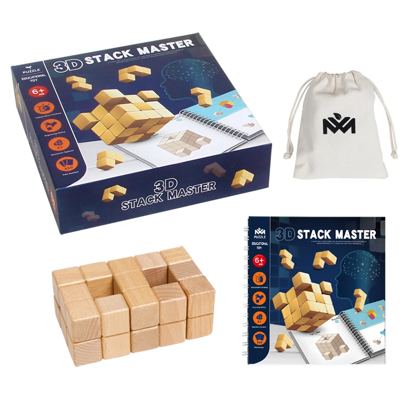 

Kids Wooden Toys 3D Puzzle Logic Game 3D Spatial Thinking DIY Montessori Puzzles Magic Cube Edcuational Toys for Children Gift