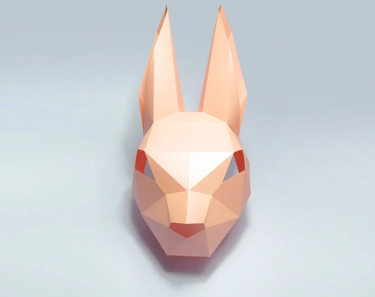 Pre Cut Paper Mask 3D Bunny Rabbit Halloween Costume Cosplay DIY Paper Craft Model Mask Christmas