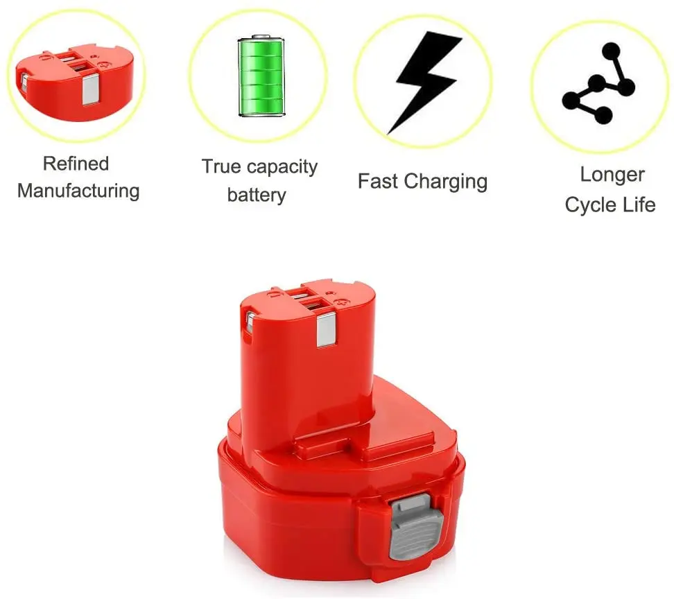 새로운 Ni-MH 전동 공구 무선 배터리 Makita 1220 1222 1233 Ni-MH 12V 4000mAh, 5093DWD 6835DWD 1050DWD 4331DWD