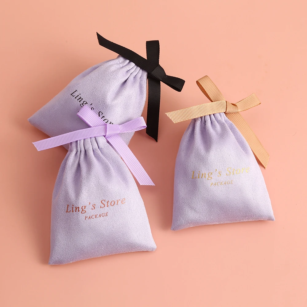 100 Jewelry Packaging Pouch Custom Logo Print Wedding Favor Pouch Brooch Ring Earrings Watch Packaging Bags Bulk