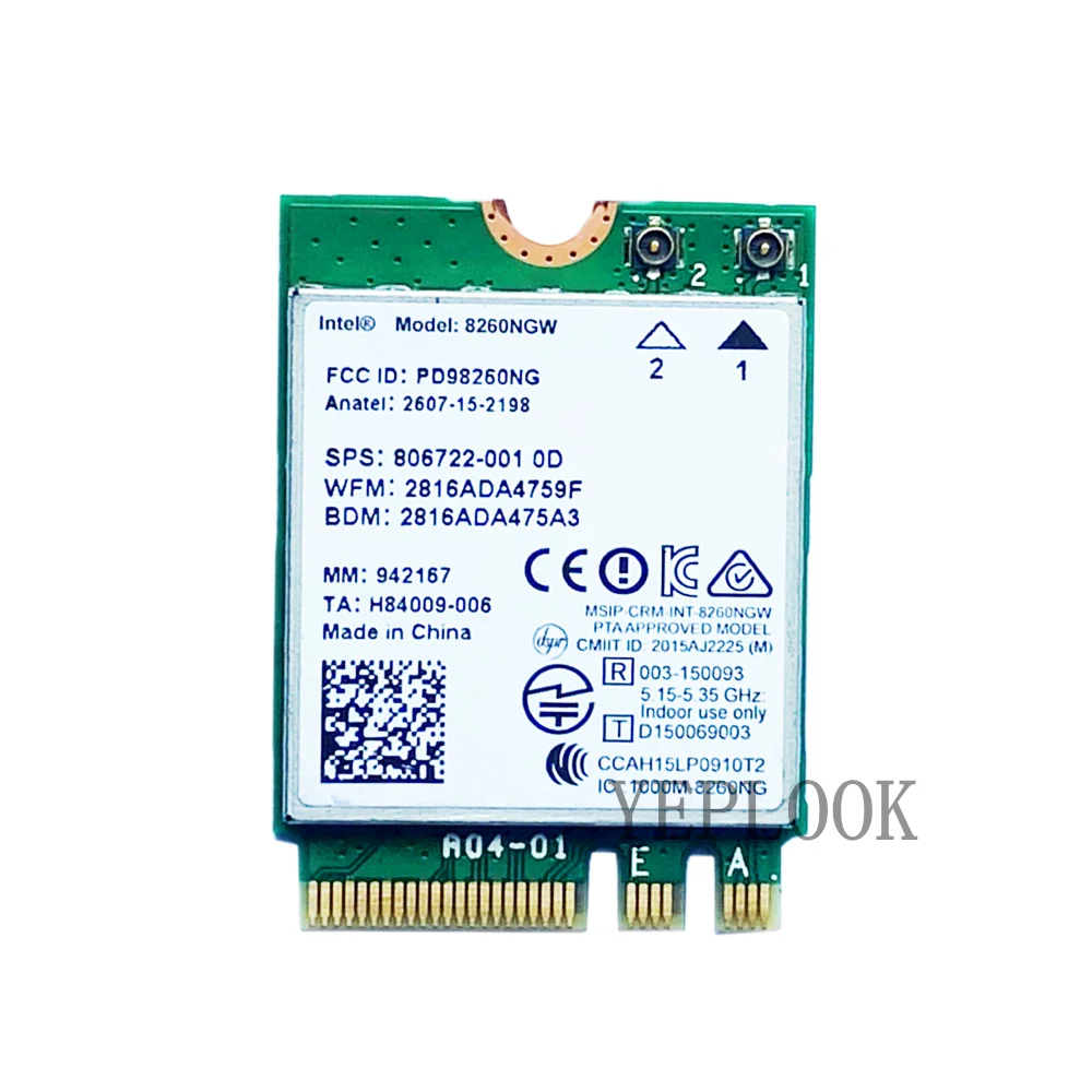 AC8260 8260NGW 8260AC 867Mbps Băng Tần Kép 2.4G/5GHz Wifi + BT4.2 MU-MIMO Card Wifi 806722-001 Dành Cho Dành Cho Laptop Dell Asus Acer HP Toshiba