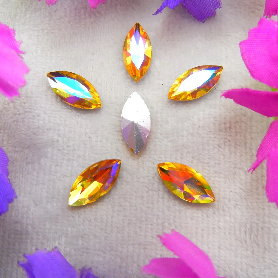 AB Farben 8 Größen Navette Pferdeaugen-Markise Form Glas-Klebekristalle Strass-Ornamente Zubehör DIY-Verzierung – Detail 6