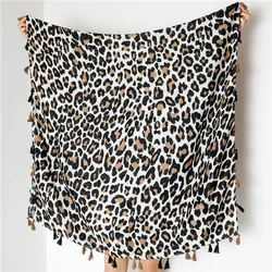 16 Designer Fashion Sexy Leopard Dot Tassel Viscose Shawl Scarf Lady High Quality Print Soft Pashmina Stole Bufandas Muslim Caps