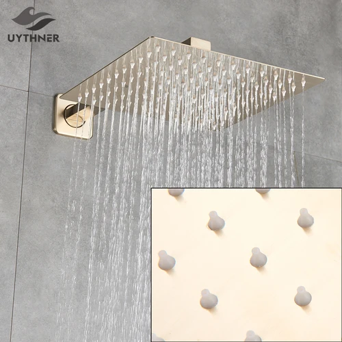 Imagen 2 del producto Cabezal de ducha de lluvia, cabezal de ducha cuadrado de 8 ""/10""/12 "", cabezal de ducha superior de lluvia ultrafino con brazo de ducha, accesorios para grifos montados en la pared