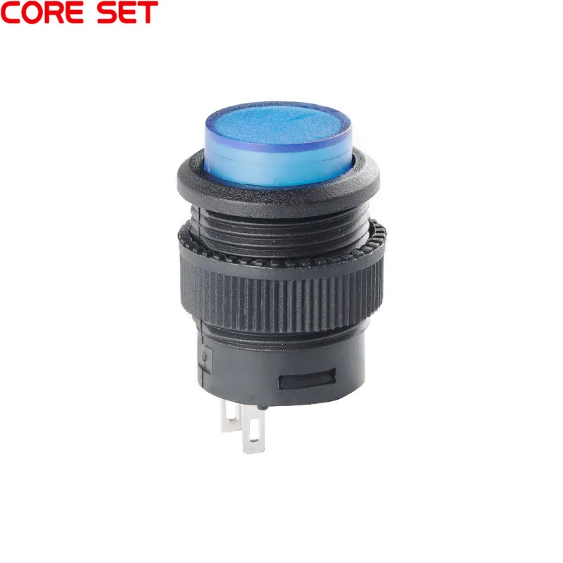 5Pcs R16 Power Switch Button R16-503 Blue Yellow White LED R16-503B R16-503A Latching Reset Button 2P 4P Self-lock No Lock Reset