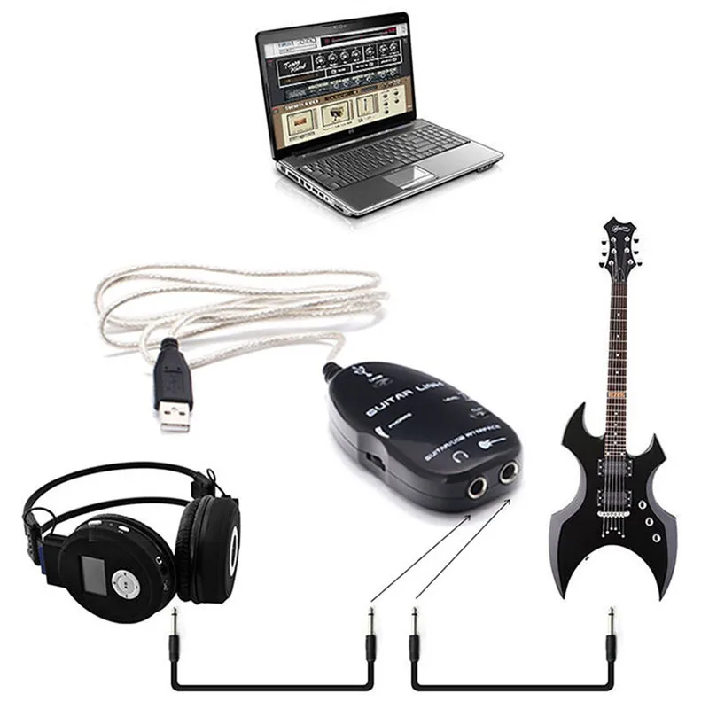 Hot Sale Guitar Cable Audio USB Link Interface Adapter MAC/PC Music Recording Accessories For Guitarra Players Gift Wholesale