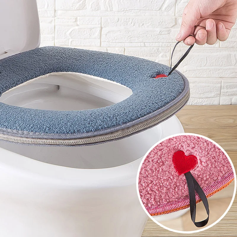 Bathroom Warmer Toilet Seat Cloth Soft Closestool Washable Lid Top Cover Pad Thickened Toilet Seat Supplies