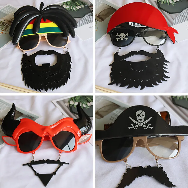 Halloween Glasses Mask Party Dress Up Funny Props Decoration With Beard Ghost Skull Pirate Navy Pattern For Adult and Children