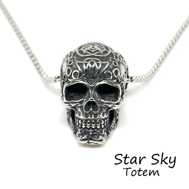 Unique Retro Locomotive Skull Stainless Steel Pendant Necklace Hippie Rider Hip Hop Fashion Jewelry