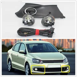 Car Lights For VW Polo Vento Sedan Saloon 2011 2012 2013 2014 2015 2016 LED Fog Light Lamp /Grille Cover / Harness Assembly