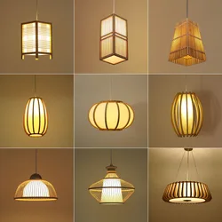Japanese Style Chandelier Zen Bamboo Light Hallway Corridor Bedside Bamboo Weaving Lamps Restaurant Chinese Style LED
