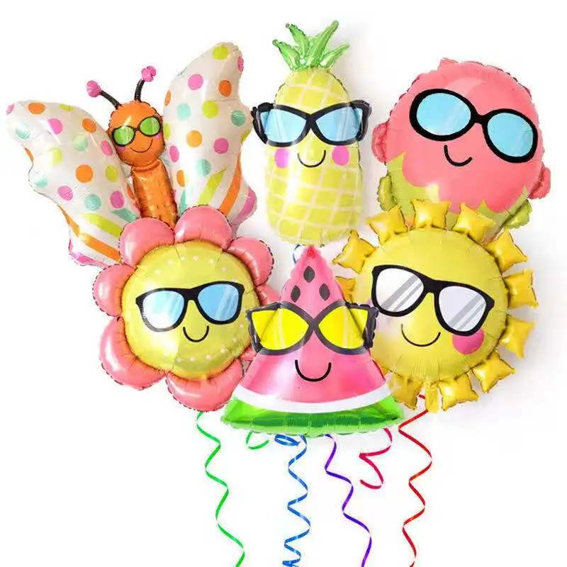 

Glasses sun modeling Balloon Party Decoration Photo Props watermelon butterfly pineapple Summer Theme aluminum balloon