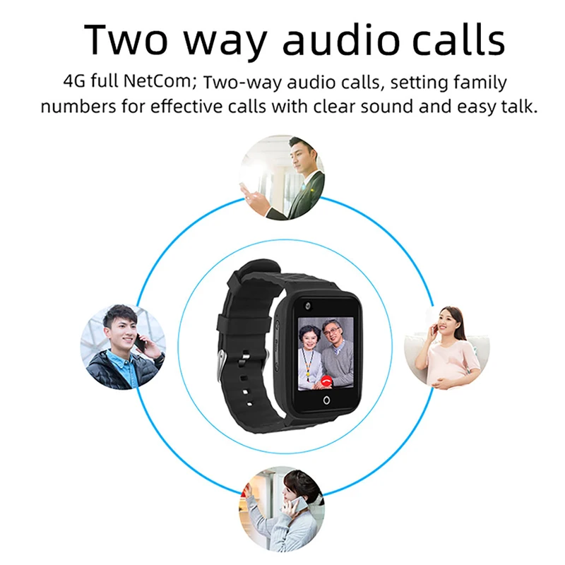 Reloj inteligente 4G para ancianos, Smartwatch con monitor de ritmo cardíaco, GPS, WIFI, rastreador de posicionamiento, llamada de voz, alarma de caída