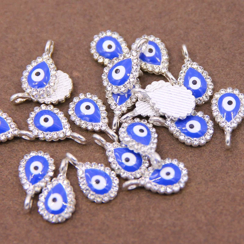 6pcs Blue Evil Eye Charms Connector For Bracelet Jewelry Accessories Different Style Pendant Handmade wholesale