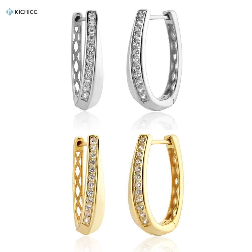 

KIKICHICC 925 пробы цвет серебристый, Золотой длинные 21 мм обруч Циркон класса люкс овалами с украшением в виде кристаллов со стразами, хорошее ювелирное изделие, 2021 вечерние в стиле панк Рок зажимы