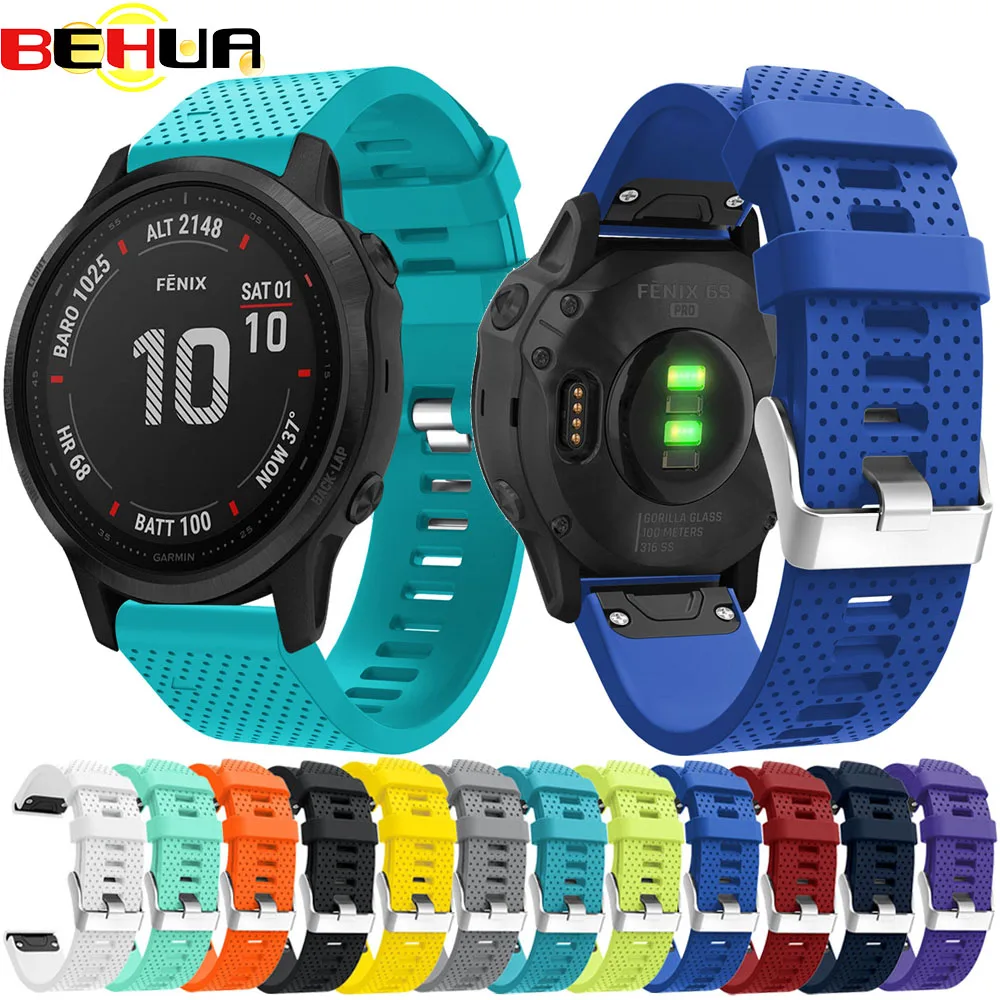 

BEHUA 20/22/26mm Replacement Silicone Band Strap for Garmin Fenix 5S/6S/5/6/5X/6X GPS SmartWatch Quick Release Easy Fit Bracelet