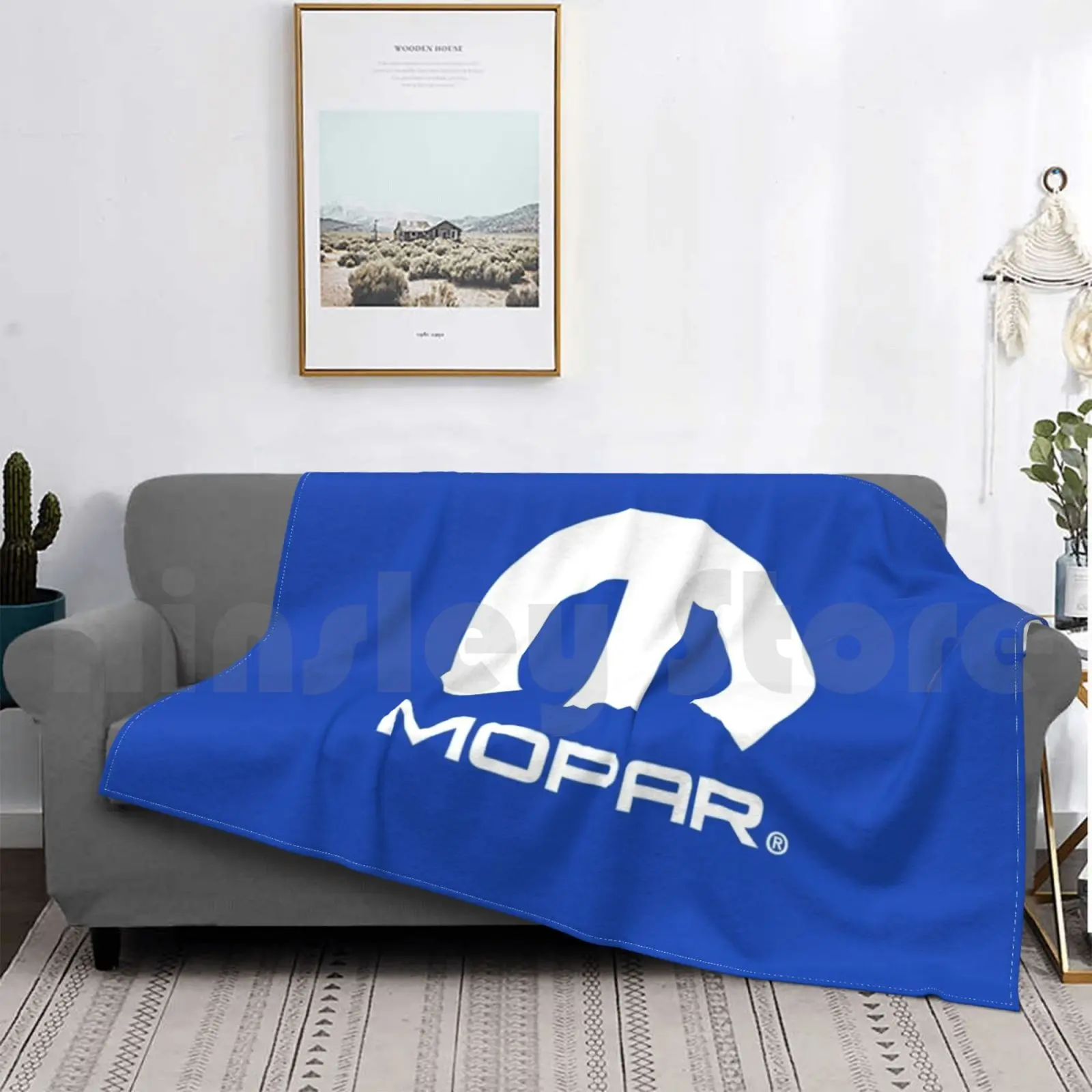 Mopar White Logo Fan Art Blanket Super Soft Warm Light Thin Mopar Logo Symbol Parts Chrysler Muscle Car Cars view 3