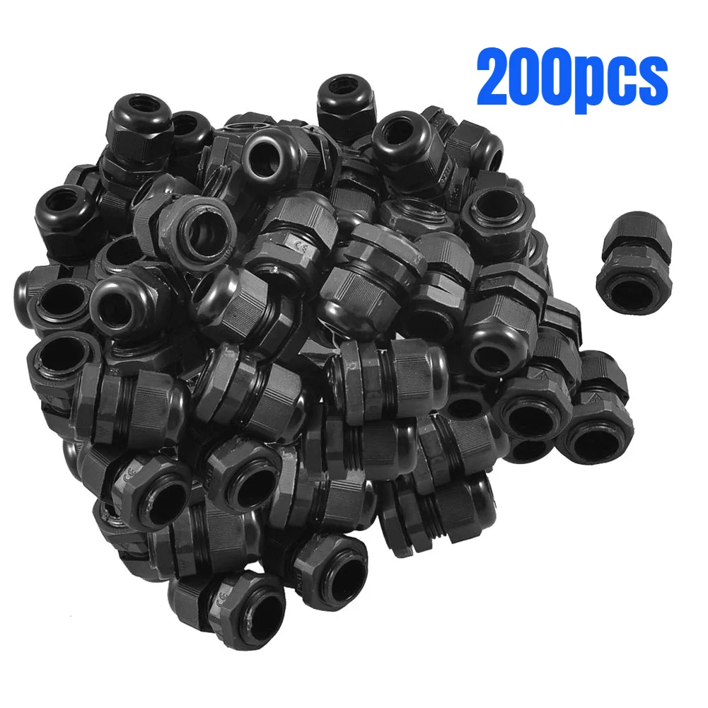 200 Pcs Joint สาย Entry Caravan พลาสติกสีดำกันน้ำ Connector PG11 5-10มม.เส้นผ่าศูนย์กลางสาย Gland