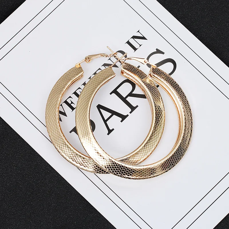 BLIJERY Exaggerated Snake Pattern Carved Big Hoop Earrings for Women Punk Jewelry Thick Metal Circle Earrings Boucles d\'oreilles