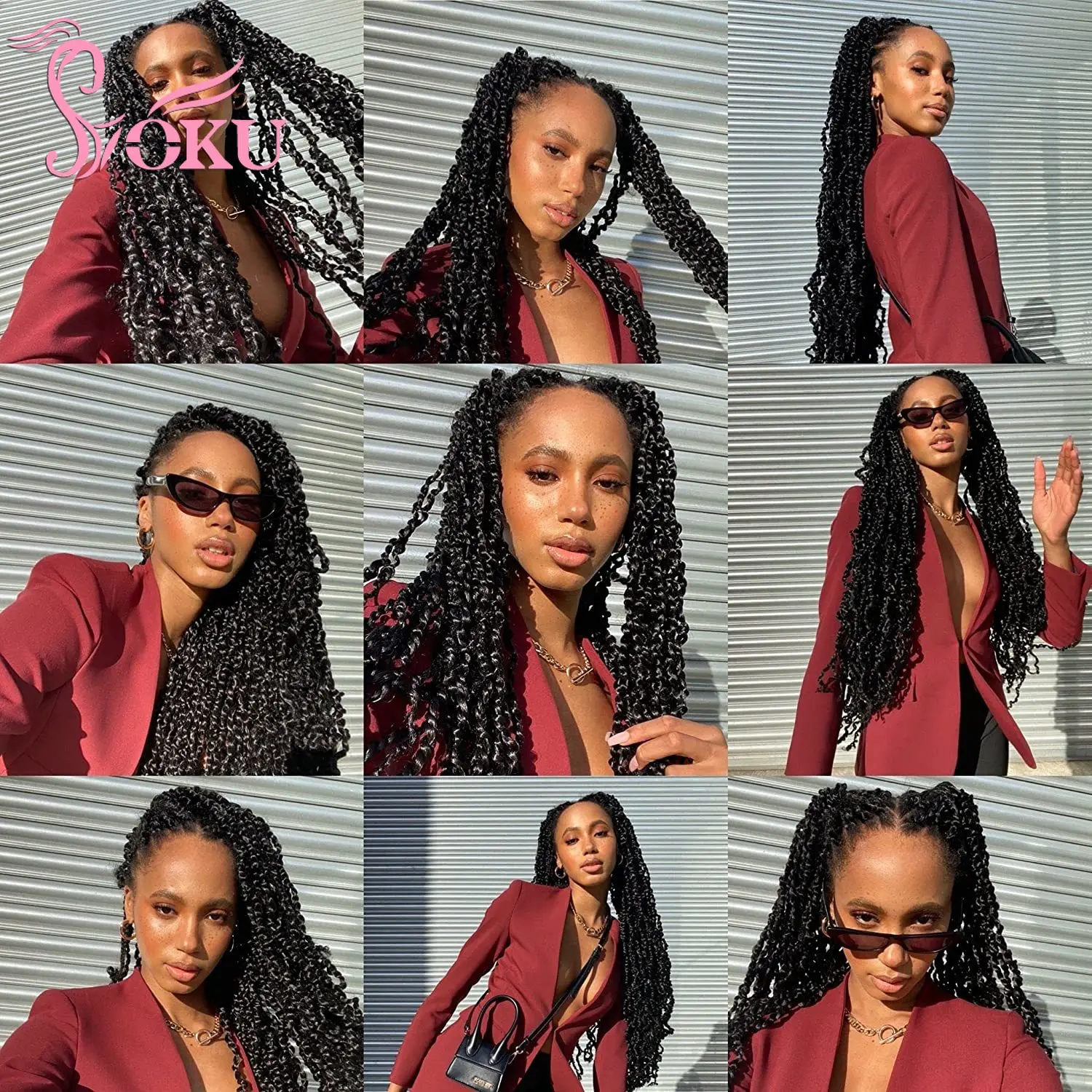 SOKU rizado Passion Twist Majesty Senegalese Twist Crochet Hair trenzas sintéticas prearrancadas, rastas trenzadas, extensiones de cabello