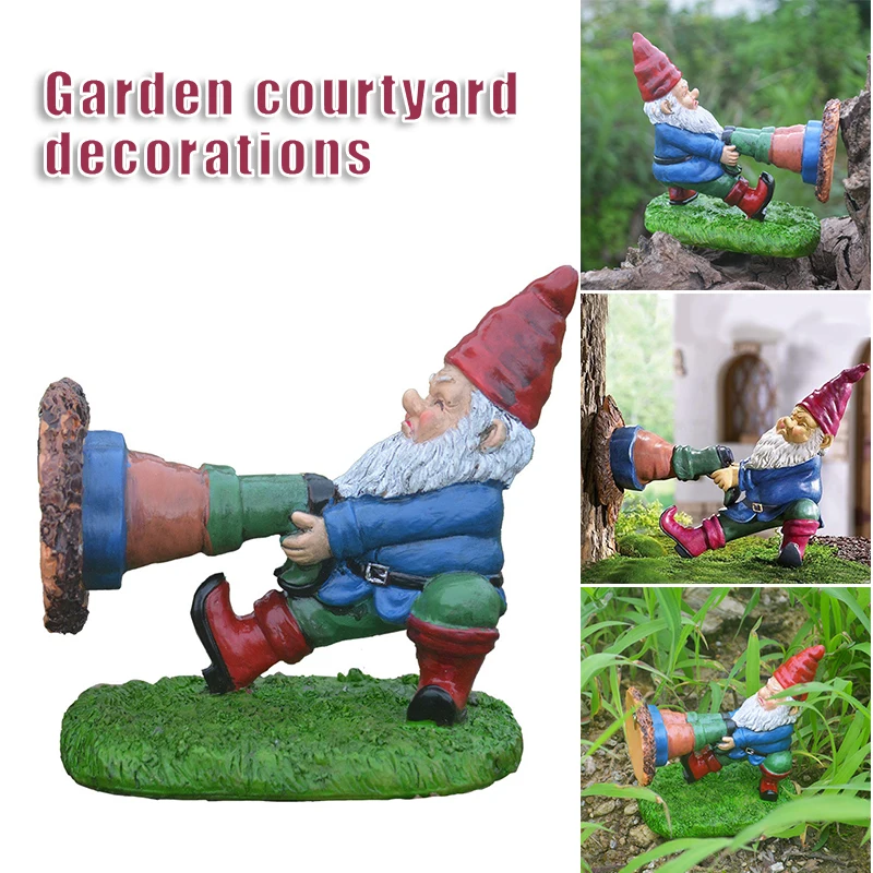 Creative Dwarf Statue, Hand Painted, Resin Crafts, Micro Landscape, Ornament for Outdoor Garden, Courtyard Decoration