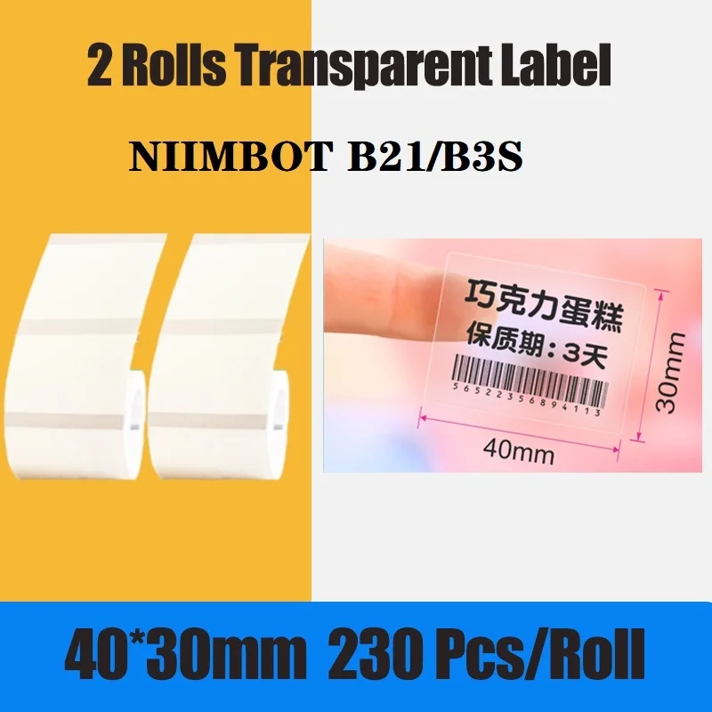 Niimbot B3S / B21 Nhiệt Nhãn Màu Trong Suốt Tự Dính Chống Thấm Dầu Rách In Văn Phòng Phẩm Dễ Thương Dán Kawaii