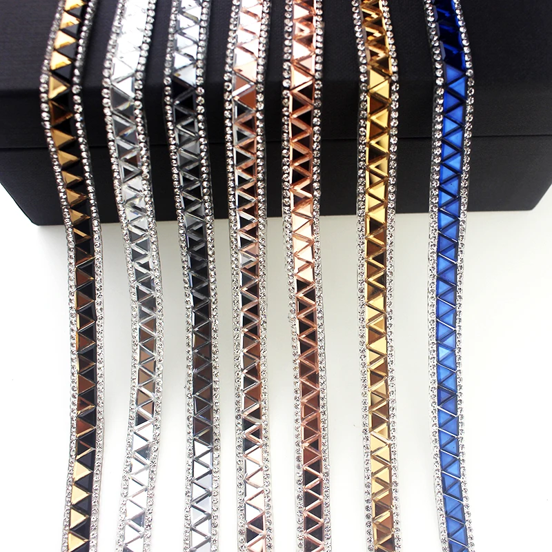 1 Yard Hot Fix Rhinestone Glass Ribbon Crystal Motif Trim Tape Heat Transfer DIY Trimming Decorative Clothing Accessories YY105