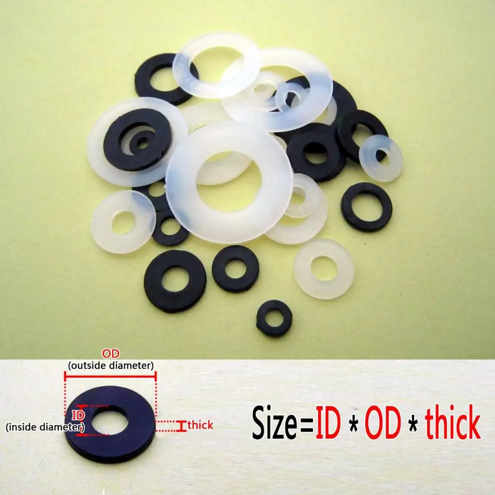 100pcs M1.5 M2 M2.5 M3 M4 M5 M6 M8 M10 M12 White Black Plastic Nylon Flat Washer Plane Spacer Insulation Gasket For Screw Bolt