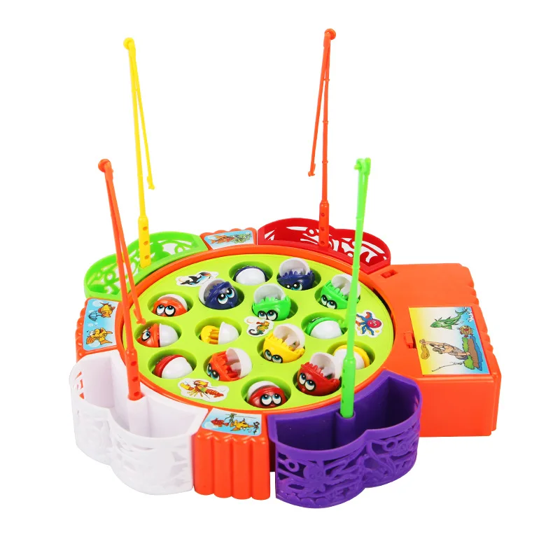 Kids Battery Operated Fishing Toy Musical Rotating Fishing Game Toys Children Educational Toys Parent-child Interactive Games