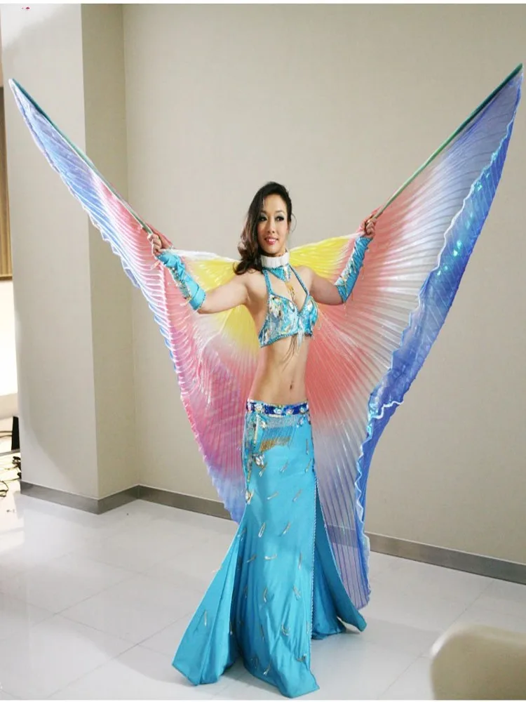 Multicolor Angle Wings Women Belly Dance Costume Isis Colorful Wings Kids Belly Dance Accessory Wings Children Adult with Sticks