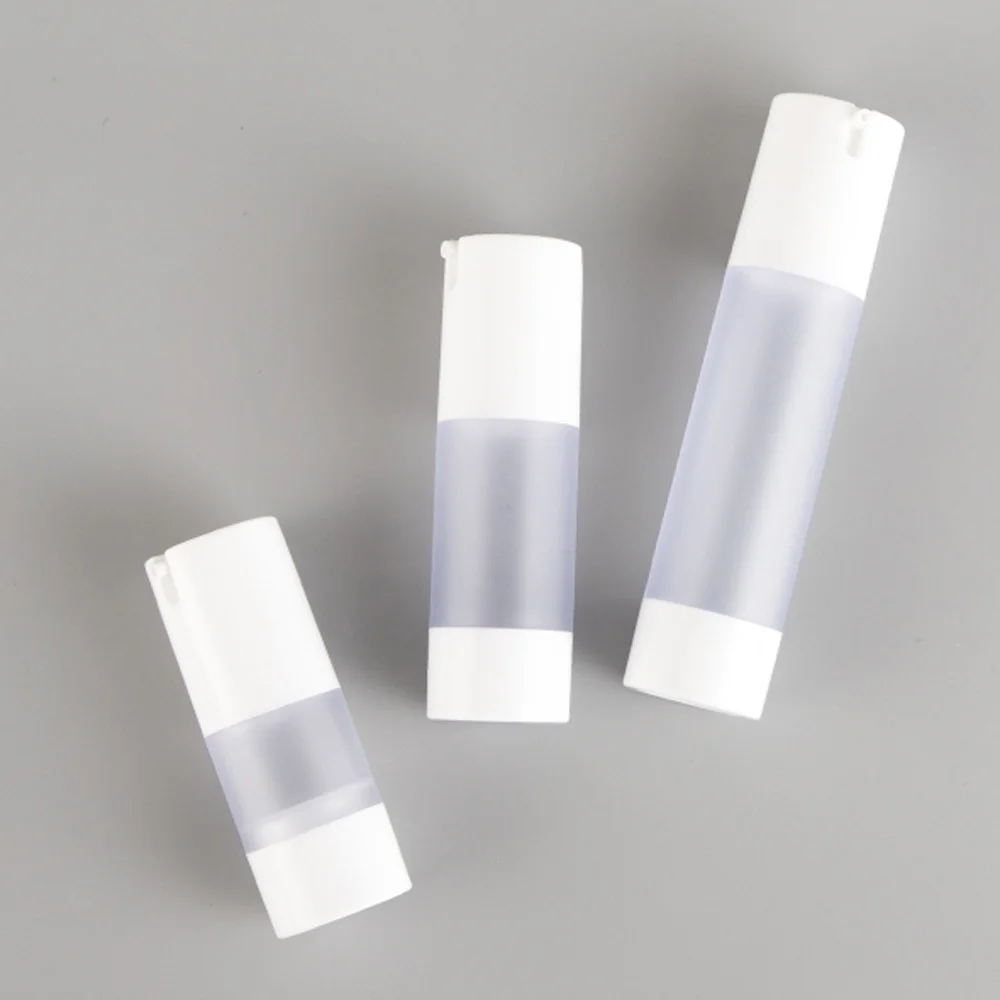 

Top 15ml 30ml 50ml Airless Bottle Essence Vacuum Pump Frosted White Refillable Bottles Liquid Makeup Container Tools 100pcs