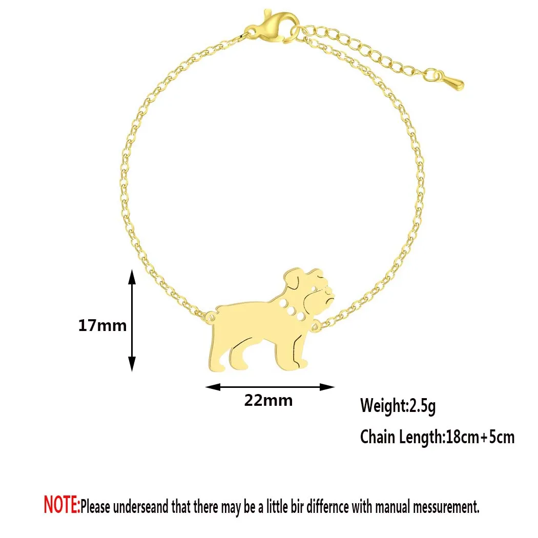 Cxwind Fashion English Bulldog/Schnauzer/Golden Retriever Dog Bracelet  Feminine Jewelry for Women Gifts Charm Bracelet Pulsera