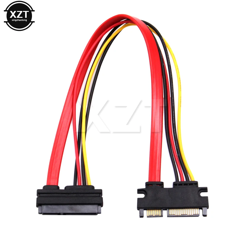 1pcs 22Pin SATA Male to 7+15 Pin Female Serial SATA Extender Cable Data Power Combo Extension Cable 30cm