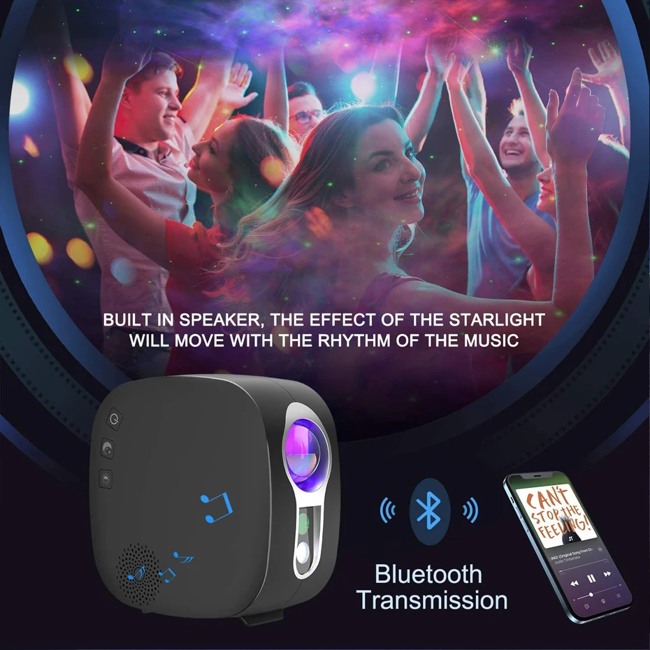 

Bluetooth Remote Control Starry Sky Projector Led Night Light Stage Laser Lighting Effect Party Kids Room Bedroom Bedside Lamp