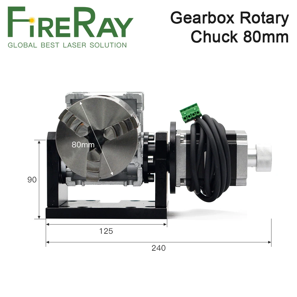 Fireray Gearbox Rotary Worktable Chuck 80mm for Laser Marking Welding Cutting Machine