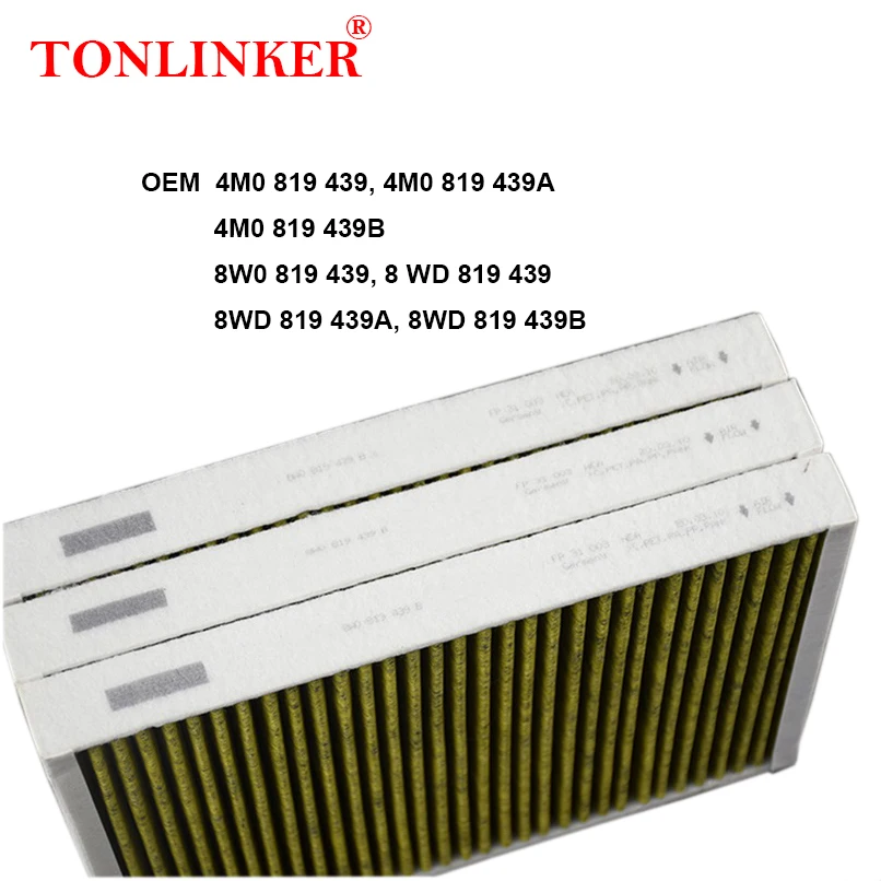 TONLINKR Cabin Filter For Audi A4 A5 B9 A6 C8 A7 4K A8 D5 Q5 FY Q7 Q8 4M 2016 2017 2018 2019 2020 2021 2022 8W0819439 4M0819439B