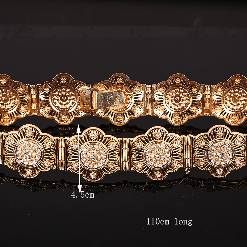 New Bridal Dress Belt with Gold Plating Hollow Out Flower Belt for Girls Adjustable Chain Belts Luxury Bridal Accessories