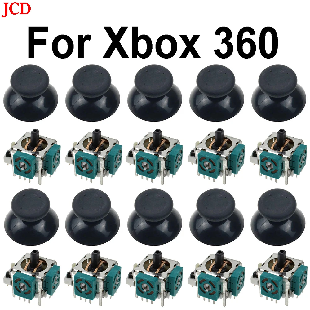 

JCD 10 комплектов для контроллера Xbox 360, 3d аналоговые стики, искусственный потенциометр и детали для замены крышки