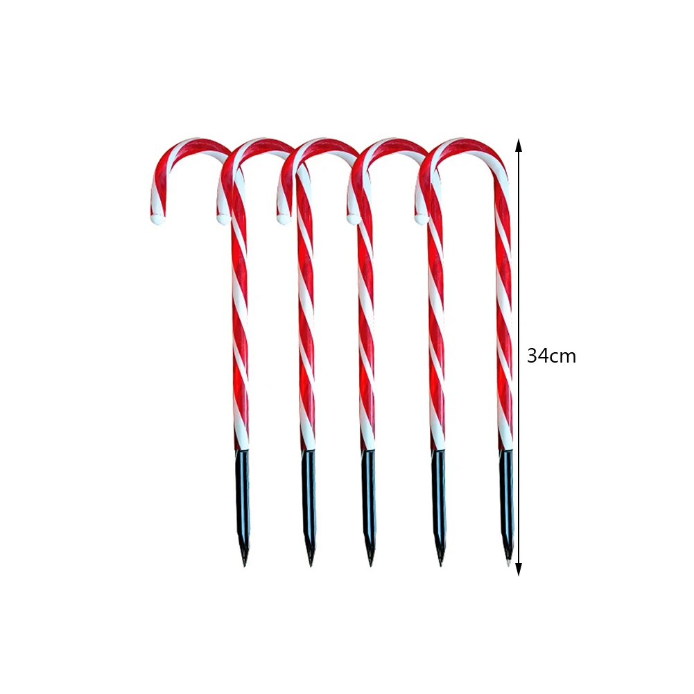 Solar Power Light String Christmas Candy Cane Lights LED Garden Ground Plug Crutch New Year Room Decor Warm Atmosphere Light