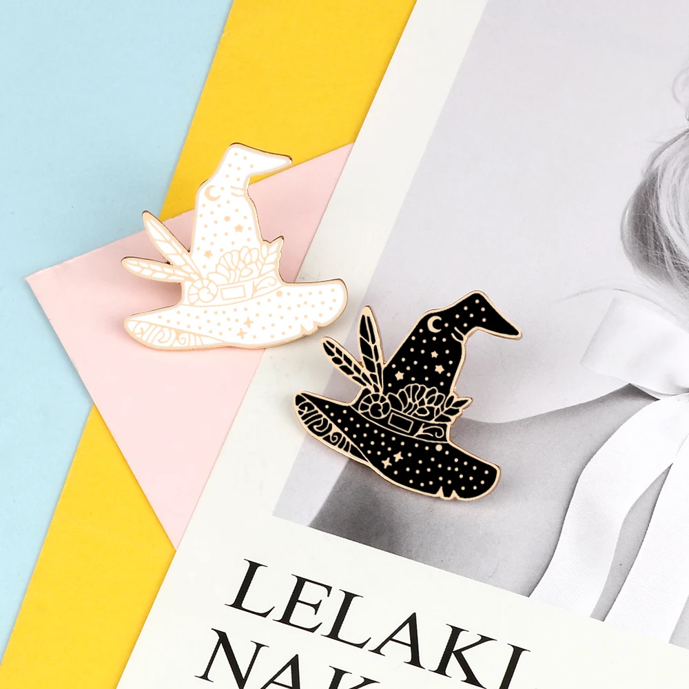 مضحك قبعات الساحرة المينا دبابيس ماجيك وورلد تمرير شارات ممارسة أدوات السحر مشبك معدني دبابيس الملابس والمجوهرات للسحلات #4