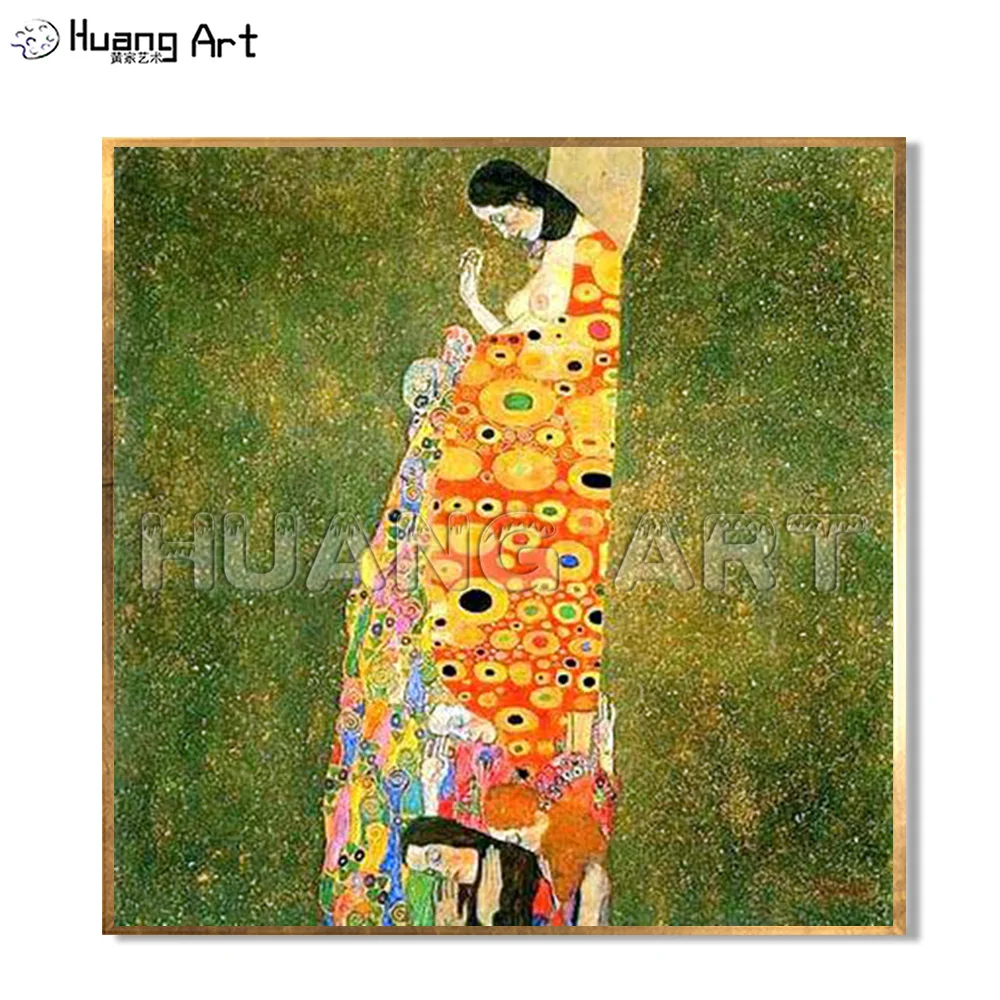 

High Quality Famous Painting Hand-Painted Elegant Women Oil Painting on Canvas for Room Decor Gustav Klimt Imitation Painting