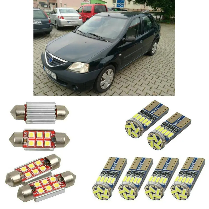 Interior led Car lights For DACIA logan Ls sedan mcv ks estate dome bulbs for cars License Plate Light 8pc