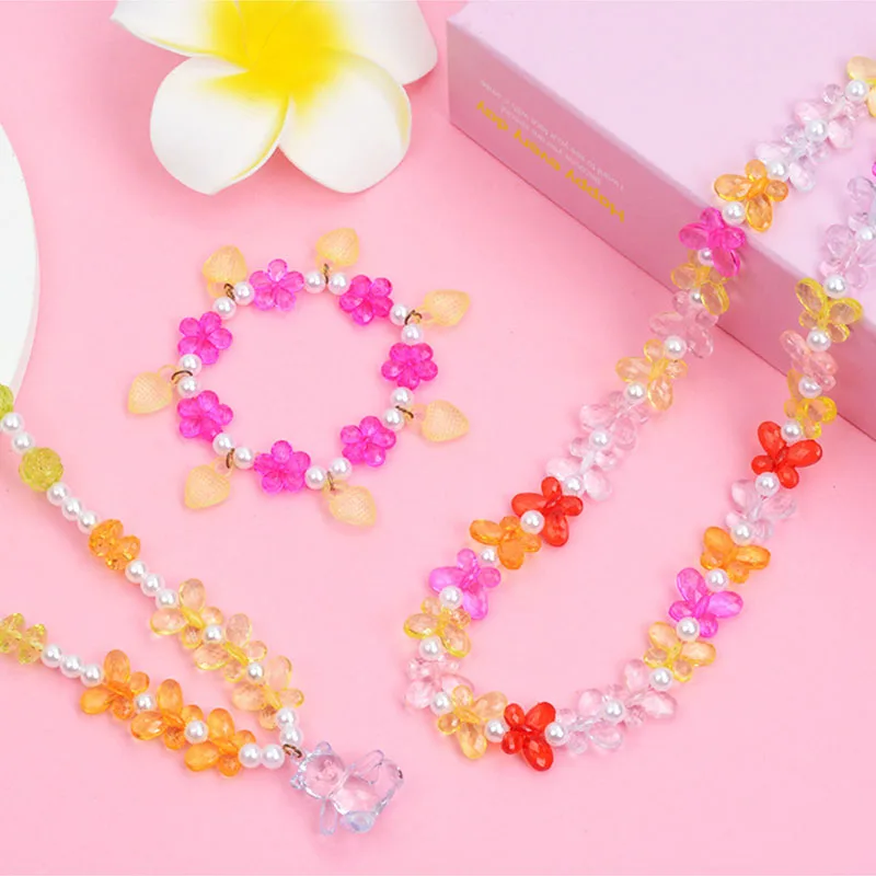 Set Gelang Manik-manik DIY Kit Manik-manik Buatan Tangan Anak Perempuan Perhiasan Kalung Manik-manik Akrilik Kotak 21 Grid Mainan Buatan Tangan untuk Hadiah