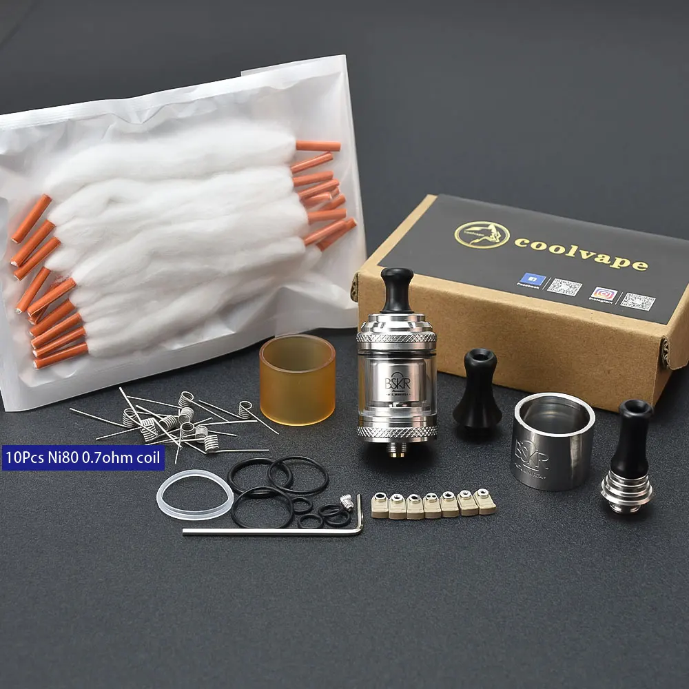 22MM Berserker BSKR Mini V2 MTL RTA Tank 2ml/2.5ml 22mm Diameter Electronic Cigarette 316SS Single Coil Rebuildable Atomizer