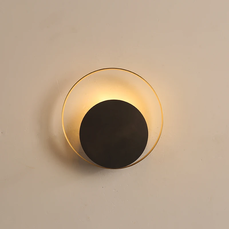 Simple creative copper wall light bedroom bedside decoration modern Nordic design living room hotel LED wall lamp