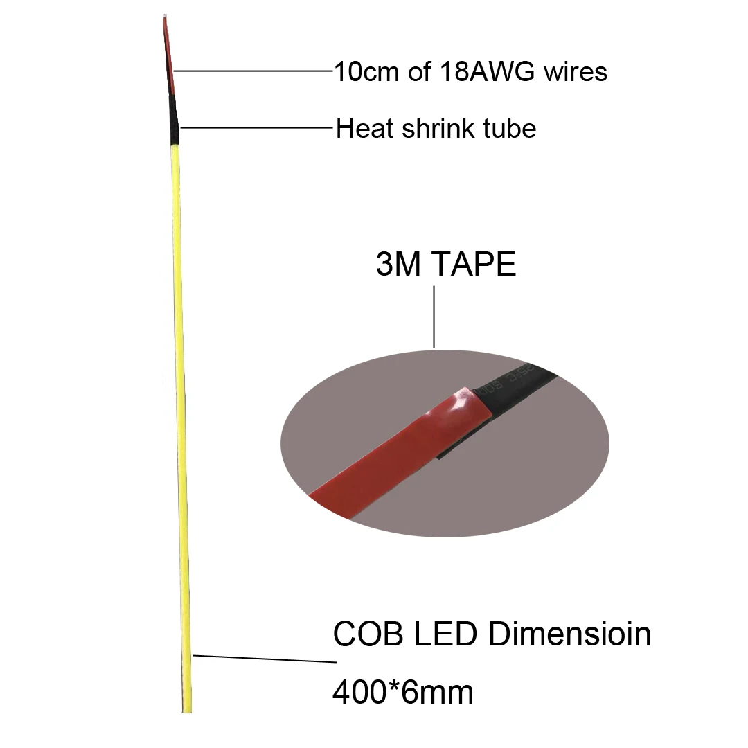 DIY Car Light 400mm Led Car Strip LED Chip COB Bar Light DC12V  5PCS/LOT  Linear led strip