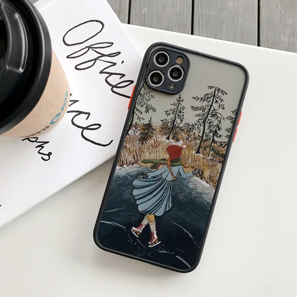Cartoon Scenery Girl Phone Case For iphone 17 16 15 14 13 11 12 Pro Max Plus for iPhone X XR XS MAX Hard Shockproof Cover Funda