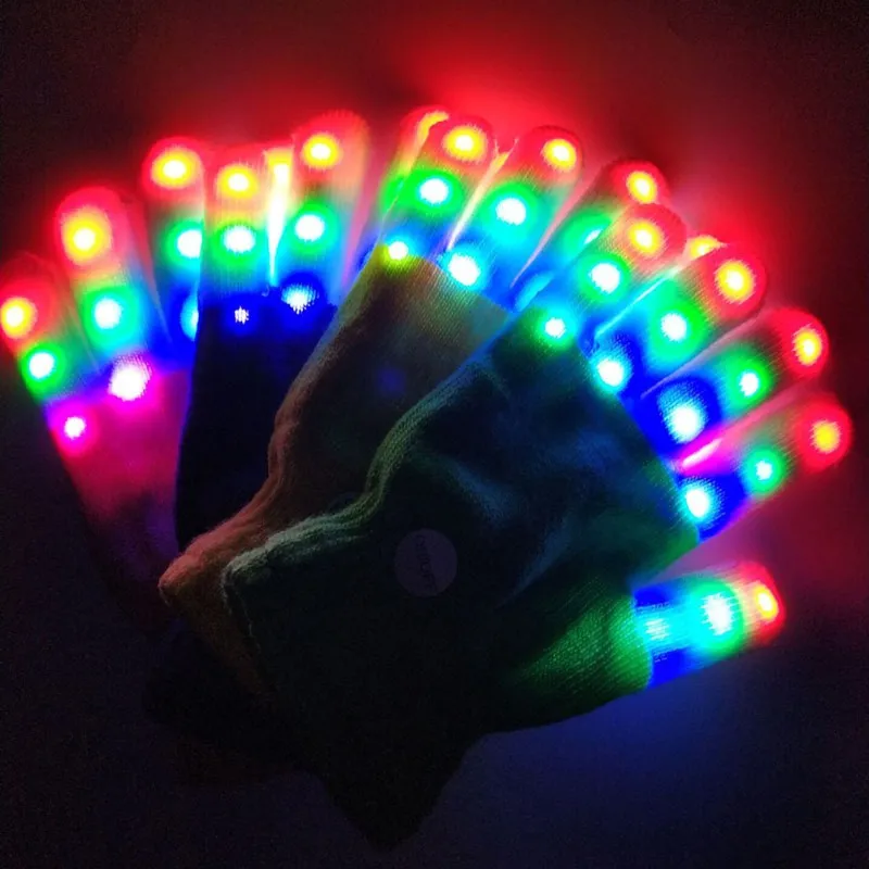 LED Flashing Magic Glove Light-Up Toys Glow In The Dark Toys Light Up Finger Tip Lighting Toys For Children Kids 1PC