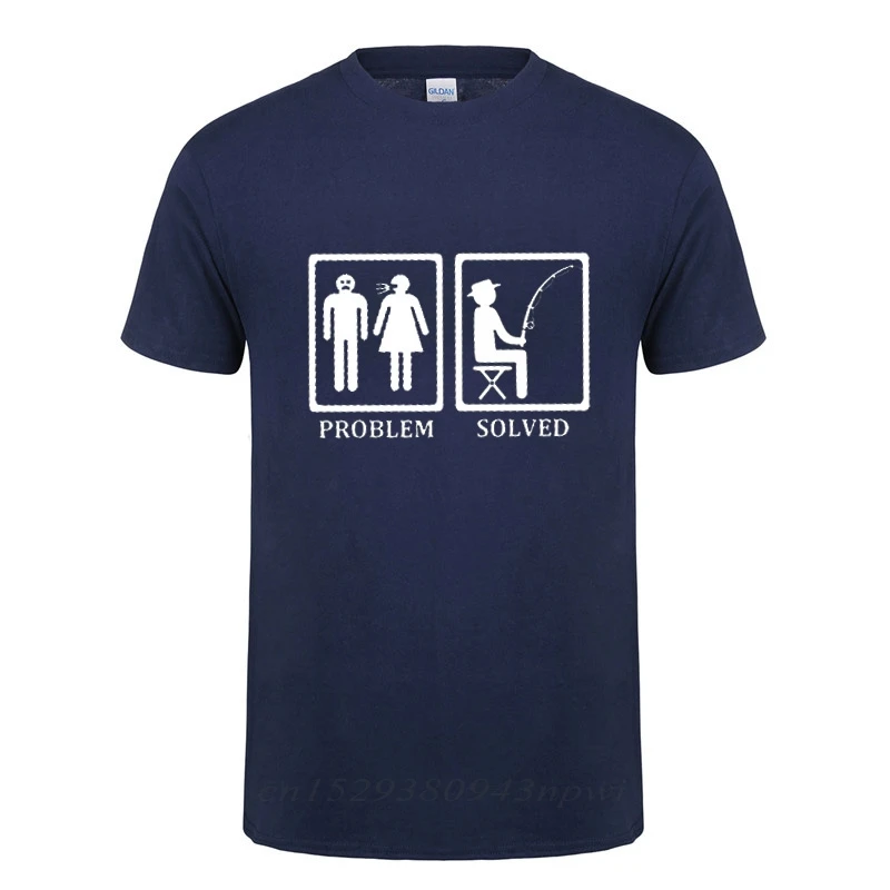 Funny Birthday Gifts Problem Solved T-shirt For Men Fishinger Fisherman Comedy Father Dad Cotton T Shirt Tshirt Summer Tops Tee