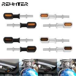 2xMotorcycle Mini LED E Mark Rear Turn Signal Light Universal Run Indicator Lamp For Harley Touring Dyna Sportster XL Cafe Racer